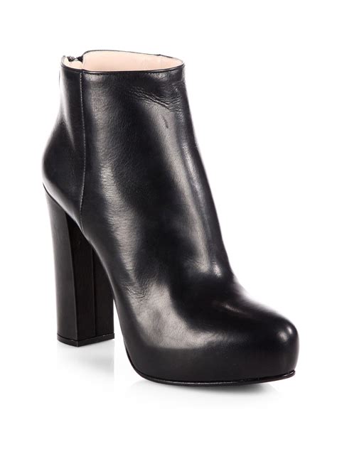 prada leather ankle boots nero|prada genuine leather boots.